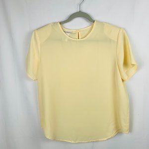 Jaclyn Smith PALE YELLOW Keyhole Blouse Size Large